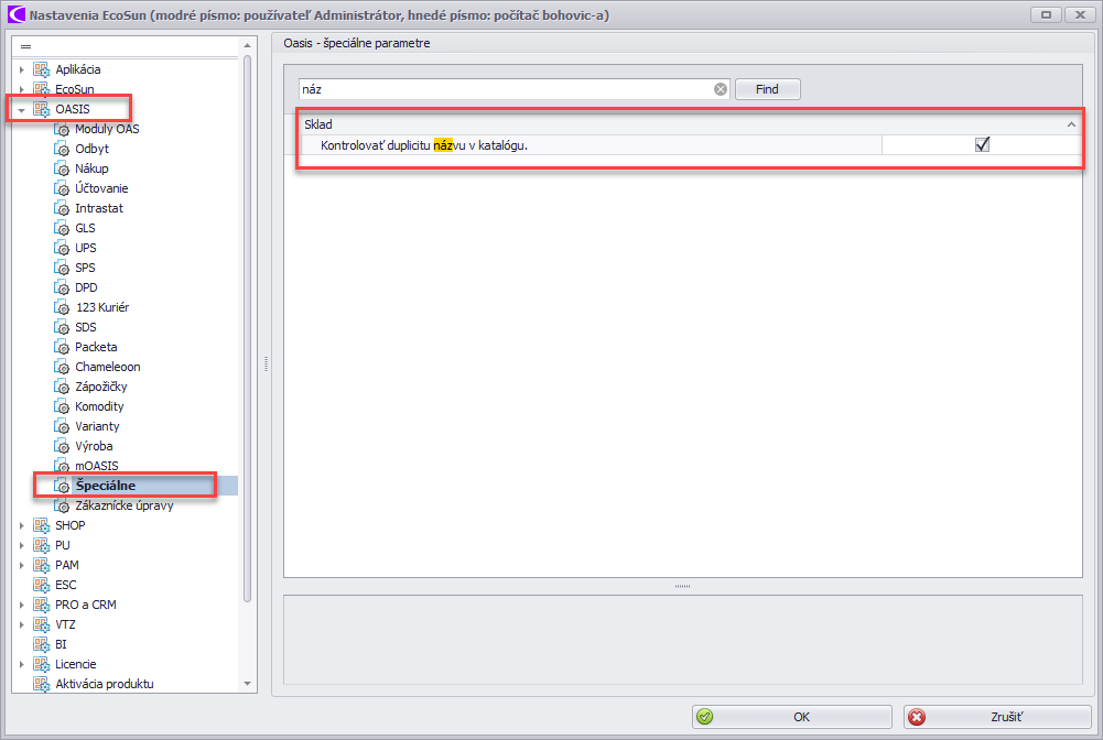 Kontrola duplicity v programe